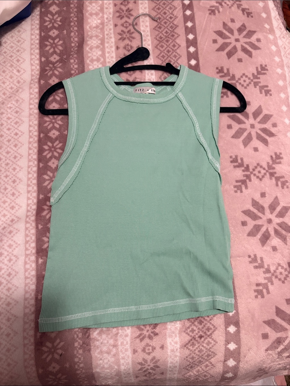 Light Green Ribbed Tank Top